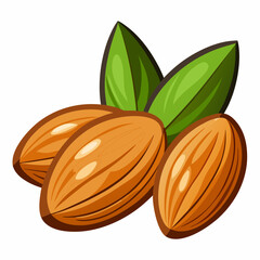 Wall Mural - Almonds on White Background - Vector Art Illustration