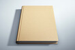 © Who is Danny - Hardcover book mockup with beige cover lying on a light grey floor. 3D Rendering