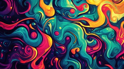 Wall Mural - Vibrant swirls of color in abstract art pattern