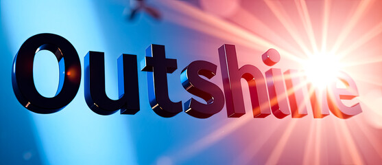 Wall Mural - Outshine - 3D Text with Lens Flare Effect