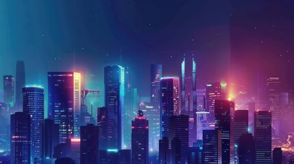 Sticker - Neon Cityscape at Night