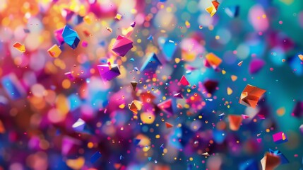 Aufkleber - Abstract background with falling small pieces, multicolored and vibrant, motion effect,