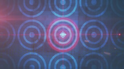 Poster - Target circles pattern with glowing red center animation over blue background