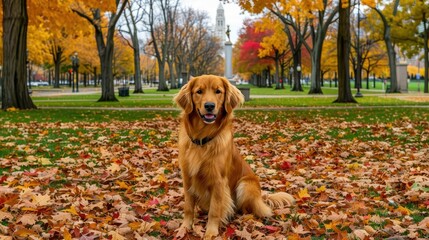 Wall Mural - an happy smiling golden retriever 