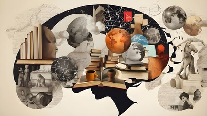 Human knowledge and concepts - collage, illustration, education