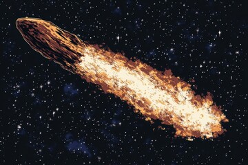 Wall Mural - Blazing comet streaking the starry night sky
