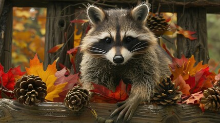 Poster - a cute autumn scene with animals