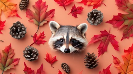 Canvas Print - a cute autumn scene with animals