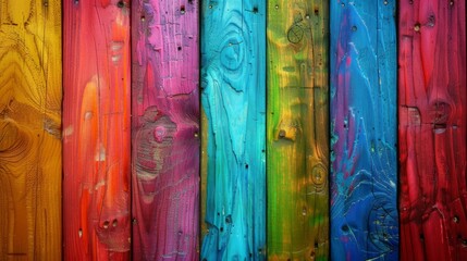 Colorful painted wood texture in rainbow hues