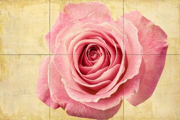 Wall Mural - The center panel of a three-panel rose is the largest