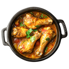 Top view of spicy chicken curry pot, Chicken legs curry, indian chicken dump stick curry top view, chicken dish top view transparent png