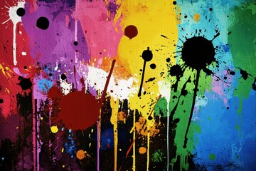 Wall Mural - Vibrant abstract paint splatter on canvas