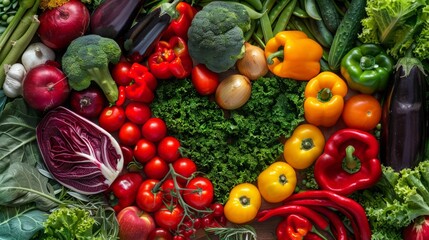 Mixed vegetables forming a heart symbol