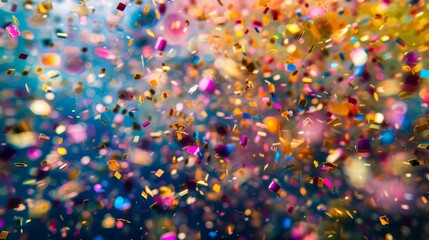 Aufkleber - Multicolored abstract background with many falling small pieces, bright colors, dynamic motion, artistic design