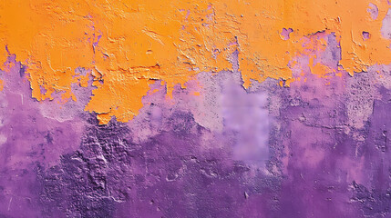 Wall Mural - An orange and purple painting on a wall. Can be used as a vibrant background or for artistic inspiration 