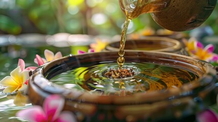 Leinwandbilder - Rejuvenating ayurvedic massage with aromatic oils
