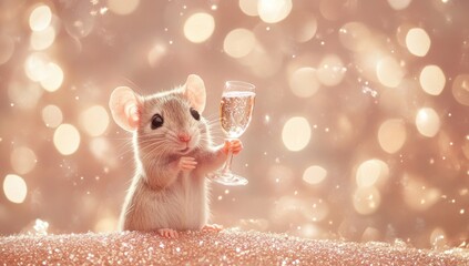 New year's eve celebration with funny rats and mice. Stock