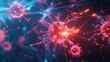 © Parintron - Close-up of a digital virus representation, showcasing intricate details and vibrant colors, illustrating biotechnology and health themes.
