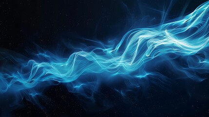 Dynamic blue energy wave flowing across a dark black background, creating a striking and energetic visual effect