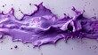 © Helois - Abstract purple liquid splash with droplets on a white background.
