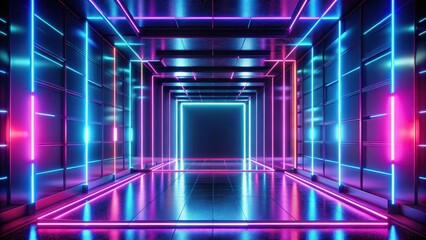 Leinwandbilder - Futuristic abstract background with glowing neon lights , technology, digital, science fiction, innovative, modern