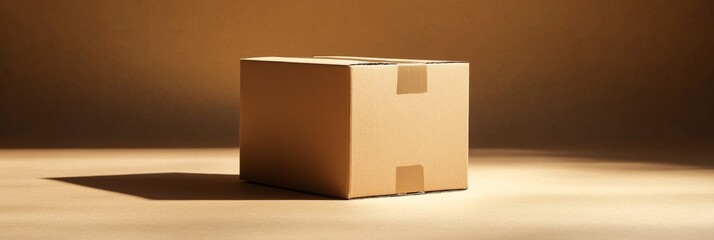 Wall Mural - the cardboard box mockup is positioned prominently against a solid color background, showcasing its 