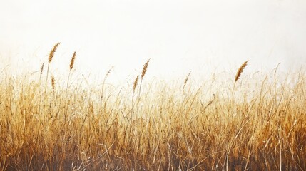 Wall Mural - Brown grass white background. Generative AI