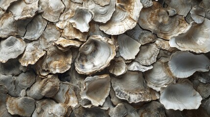 Poster - Fossil oyster shell wall. Generative AI