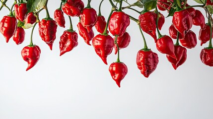 Wall Mural - Red habanero peppers, white background, hottest.. Generative AI