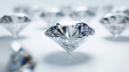 Aufkleber - Diamonds arranged in a geometric pattern on a white background, showcasing their precision cut and sparkling reflections in an elegant design