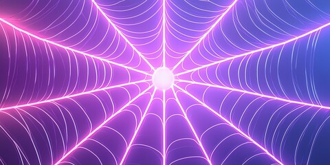 Abstract neon web design background with pink and purple colors, spider web, Halloween concept.