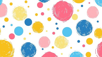 Fun colorful circle doodle seamless pattern. Creative minimalist style art background for children or trendy design with polka dot. Simple childish party backdrop