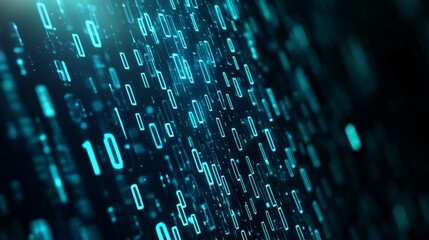 An abstract digital background featuring binary code in a futuristic style, symbolizing technology, data, information, innovation, and the digital age.