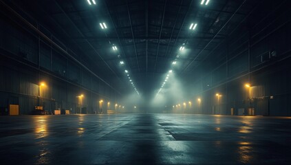 Evoking an Ambiance of Empty Warehouse with Dramatic Lighting.