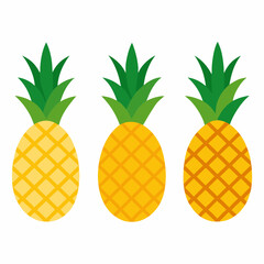 Wall Mural - Minimalist Pineapple Fruit Vector Art Set of 4 on White Background