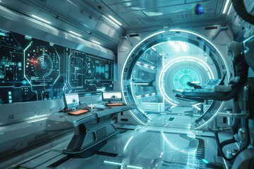 Fototapete - Futuristic software solutions anticipate user needs for proactive support