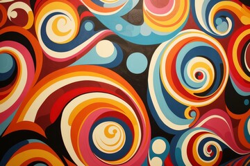 Leinwandbilder - Groovy patterns and colorful swirls evoking a sense of 70s nostalgia