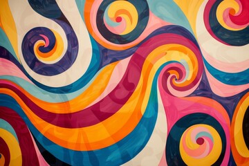 Leinwandbilder - Groovy patterns and colorful swirls evoking a sense of 70s nostalgia