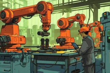 Fototapete - Imagining a future where automation and technology shape the labor landscape