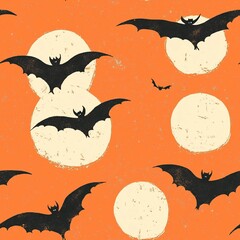 Halloween themed illustration with various symbols related to the holiday - seamless tiles