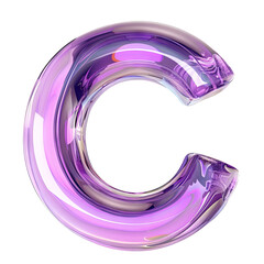 purple crystal C alphabet Realistic 3D on white background. Generative AI