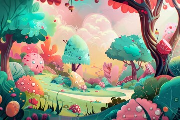 Aufkleber - Playful elements lend a sense of fun to the cute background