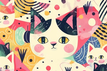 Aufkleber - Playful patterns add an extra touch of cuteness to the background