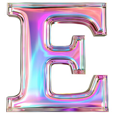 hologram glass glossy E alphabet Realistic 3D on white background. Generative AI