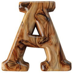 wood A alphabet Realistic 3D on white background. Generative AI