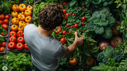 Man Watering Vegetable Garden | Sustainable Home Gardening and Organic Farming Practices