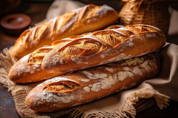 baked baguette bread on a table