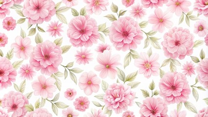  Seamless pattern of delicate pink flowers on a white background, floral, background, spring, design, texture, wallpaper, feminine