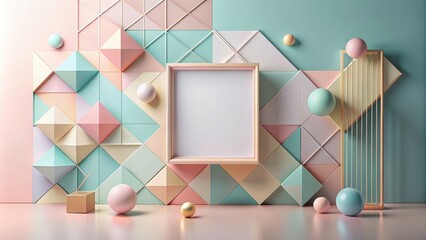 Wall Mural - Abstract minimalistic art background with geometric shapes and soft pastel colors, abstract, minimalist, art, background