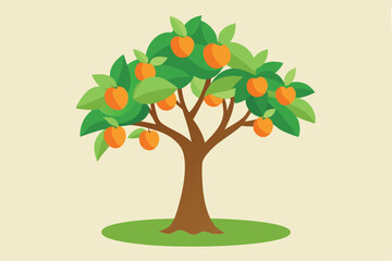 Peach tree Isolated flat vector illustration.